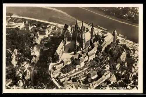AK Meissen, Ortsansicht mit Albrechtsburg, Fliegeraufnahme