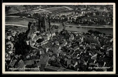 AK Meissen, Stadt und Albrechtsburg, Orig.-Fliegeraufnahme