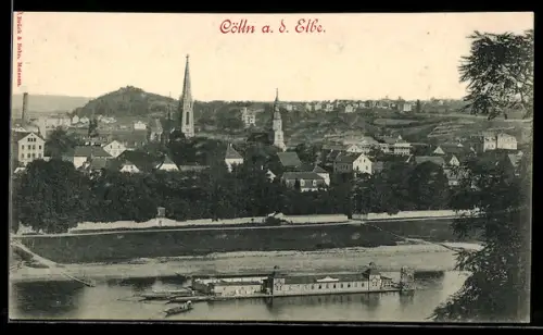 AK Cölln a. d. Elbe, Teilansicht mit Kirche
