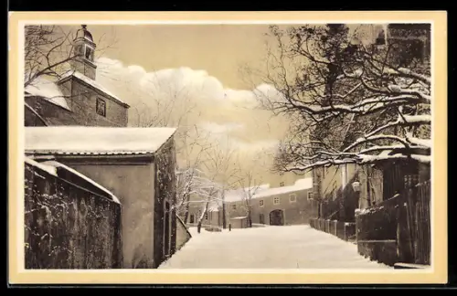 AK Meissen, Wirtschaftshof der Kgl. Landesschule St. Afra im Winter