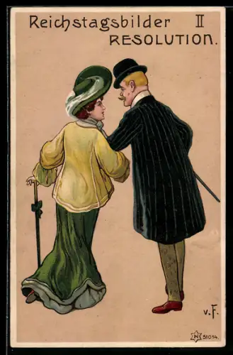 Künstler-AK Reichstagsbilder - Resolution, Paar im Gespräch