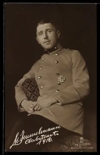 AK Sanke-Nr. 340: Oberleutnant M. Immelmann 1916 in Uniform