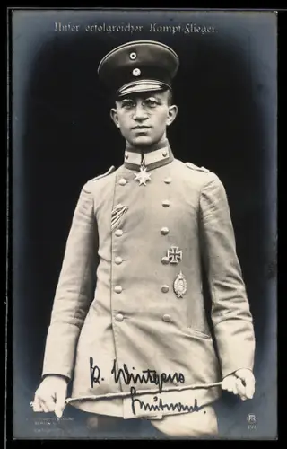 Foto-AK Sanke Nr.: 7729, Kampfflieger Wintgens in Uniform mit Eisernes Kreuz und Orden