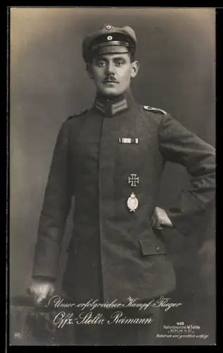 AK Sanke Nr. 429, Kampf-Flieger Offz.-Stellv. Reimann in Uniform