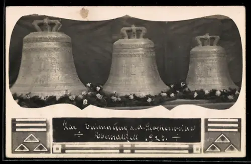 AK Eberstalzell, Glockenweihe 1923, Die drei neuen Glocken