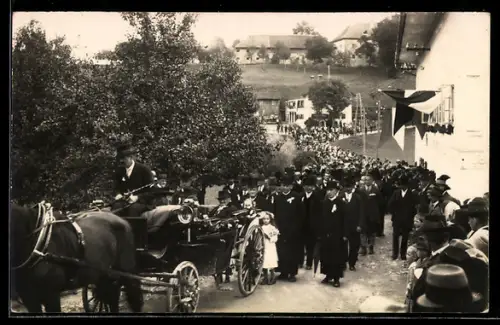 Foto-AK Eberstalzell, Festumzug mit Pferdekutsche 1927