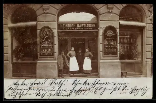 Foto-AK Wien, Handlung Fleischselcher Heinrich Hartleben, Rennweg 56