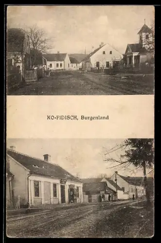 AK Kohfidisch /Burgenland, Strassenpartie, Panorama mit Kirche