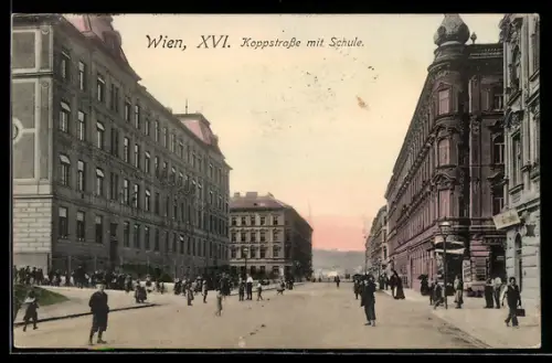 AK Wien, Koppstrasse mit Schule