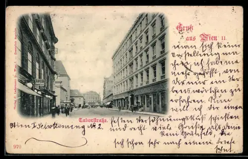 AK Wien, Taborstrasse mit Grand Hotel