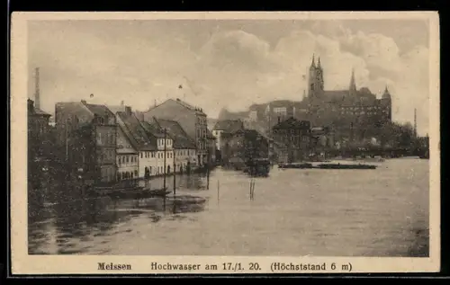 AK Meissen / Sa., Hochwasser am 17.1.1920 Höchsstand 6 m