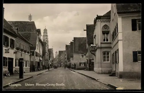 AK Lauingen, Untere Herzog-Georg-Strasse mit Wohnhäusern
