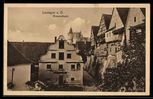 Künstler-AK Eugen Felle: Lauingen a. D., Strasse an der Wasserschapfe