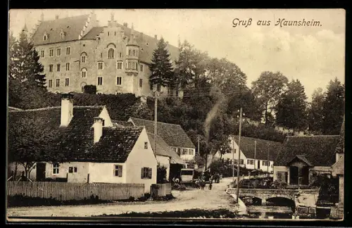 AK Haunsheim, Ortspartie am Schloss