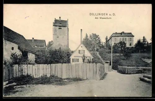 AK Dillingen a. D., Ortspartie am Wasserturm