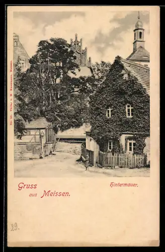 AK Meissen, Partie an der Strasse Hintermauer