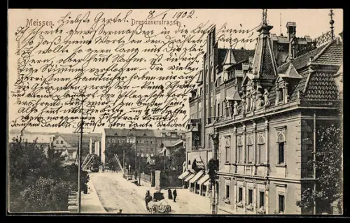 AK Meissen, Blick in die Dresdenerstrasse