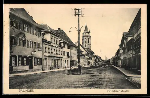 AK Balingen, Blick in die Friedrichstrasse mit Hotel zum Schwan