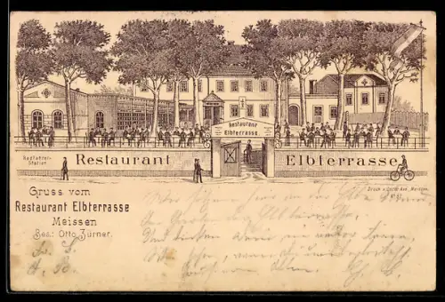 Lithographie Meissen, Restaurant Elbterrassse, Bes. Otto Zürner