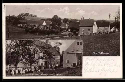 AK Mauna, Mühle und Restaurant Mauna, Blick in den Ort