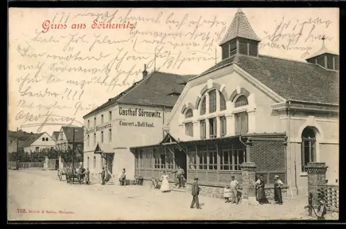 AK Sörnewitz, Gasthof Sörnewitz, Brunnen