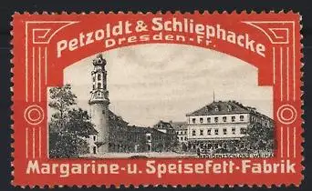 Reklamemarke Dresden, Petzoldt & Schliephacke Margarine & Speisefett, Residenzschloss Weimar