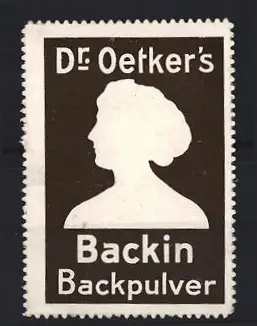Reklamemarke Dr. Oetker`s Backin Backpulver, Frauensilhouette, anthrazit