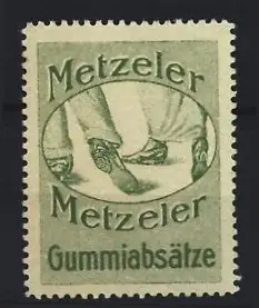 Reklamemarke Metzeler, Gummiabsätze, Schuhe mit Gummiabsätzen