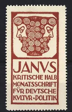 Reklamemarke JANVS Kritische Halbmonatsschrift für Deutsche Kultur & Politik, Januskopf