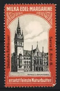 Reklamemarke Milka Edel-Margarine, Rathaus im Braunschweig