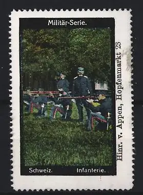 Reklamemarke Schweiz, Militär-Serie, Infanterie Schiessübung mit Karabiner