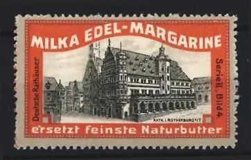 Reklamemarke Milka Edel-Margarine, Rathausabbildung Rothenburg / Tauber
