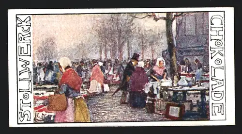 Sammelbild Stollwerk Schokolade, Adler-Cacao, Personen auf dem Trödelmarkt