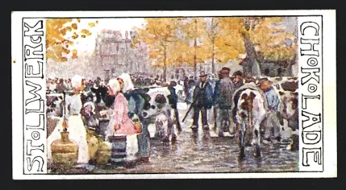 Sammelbild Rotterdam, Stollwerk Schokolade, Adler-Cacao, Personen auf dem Markt