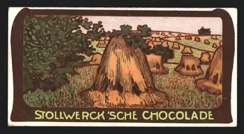 Sammelbild Stollwerk`sche Schokolade, Getreidebündel auf dem Feld
