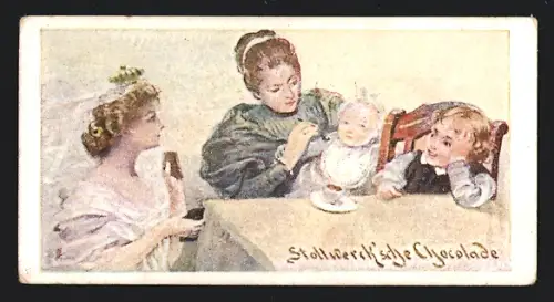 Sammelbild Stollwerk`sche Schokolade, Mutter und ihre Kinder mit Schokolade