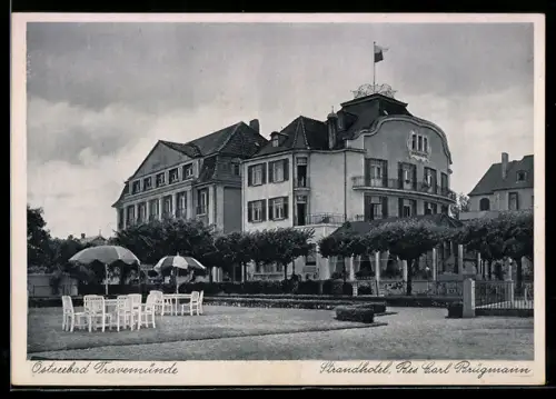 AK Travemünde, Blick auf das Strandhotel von C. Brügmann