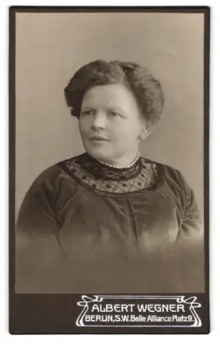 Fotografie Albert Wegner, Berlin-SW, Portrait Frau mit zusammengebundenem Haar