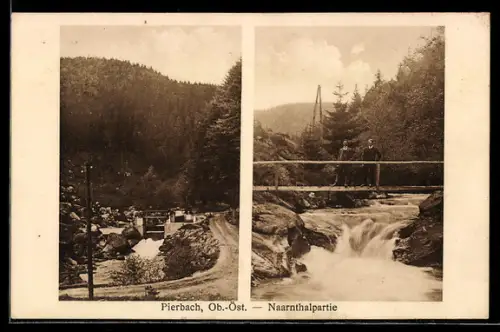 AK Pierbach /Ob.-Öst., Naarntalpartien mit Brücke u. Schleuse