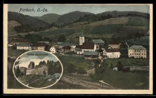 AK Pierbach /Ob. Öst., Ortspanorama und Ruine Rautenstein