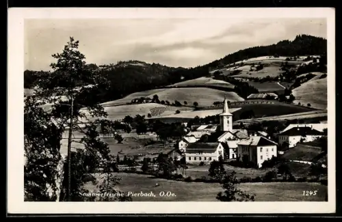 AK Pierbach /O. Ö., Teilansicht mit Kirche u. Umgebung