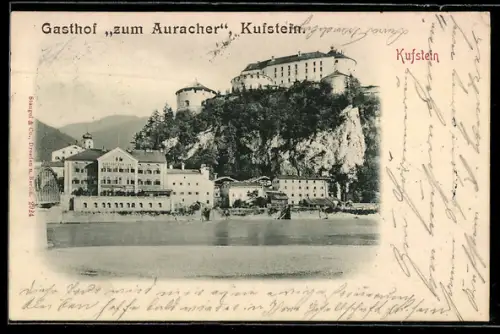 AK Kufstein, Gasthof zum Auracher mit Festung