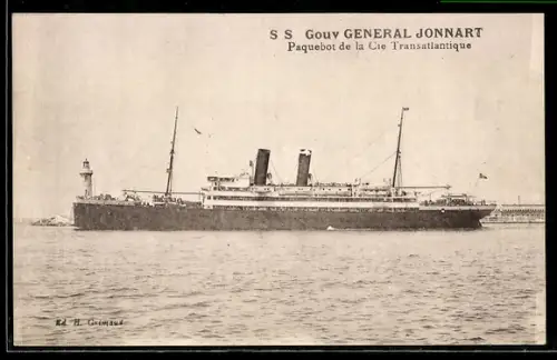 AK Passagierschiff S.S. Gouv. General Jonnart der Cie. Transatlantique querab von Backbord