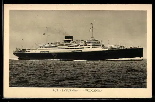 AK Passagierschiff M.S. Saturnia der Cosulich Line Trieste auf See