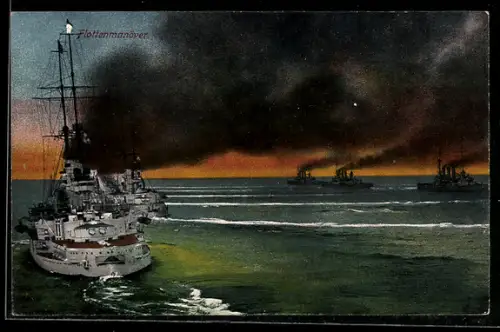 AK Kriegsschiffe der Kaiserlichen Marine beim Flottenmanöver