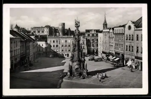 AK Jindrichuv Hradec, Blick auf den Marktplatz mit Dreifaltigkeitssäule