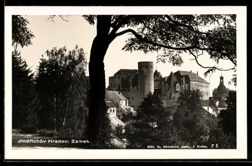 AK Jindrichuv Hradec, Zamek, Blick nach dem Schloss