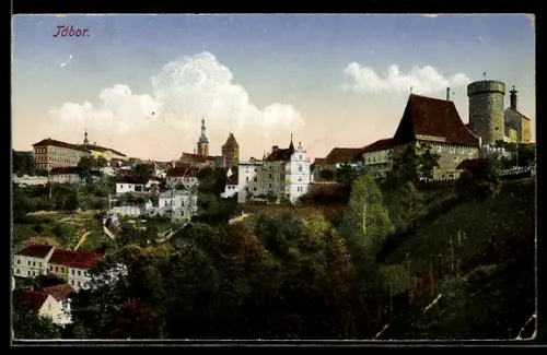 AK Tabor, Ortspartie mit Schloss