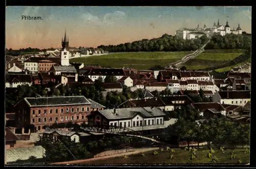 AK Pribram, Ortspartie mit Schloss