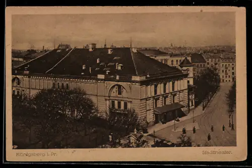 AK Königsberg i. Pr., Blick auf das Stadttheater